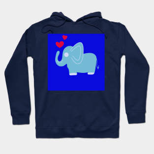 Cute little elephant with red hearts Hoodie